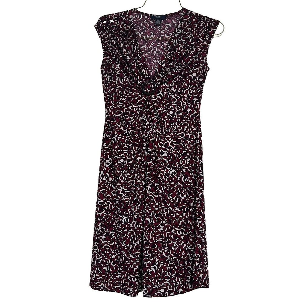 Chaps Women’s PS Black Maroon Red White Sleeveless Stretch  Dress B32
